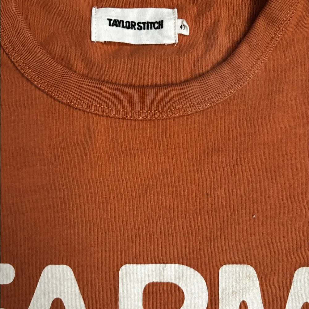 Taylor Stitch Men The Organic Cotton Tee Size 40 Medium Camp Farm Brick Orange - Picture 5 of 5